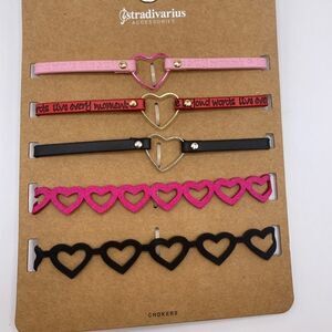 4/$20 Stradivarius Set of 5 Heart Chokers